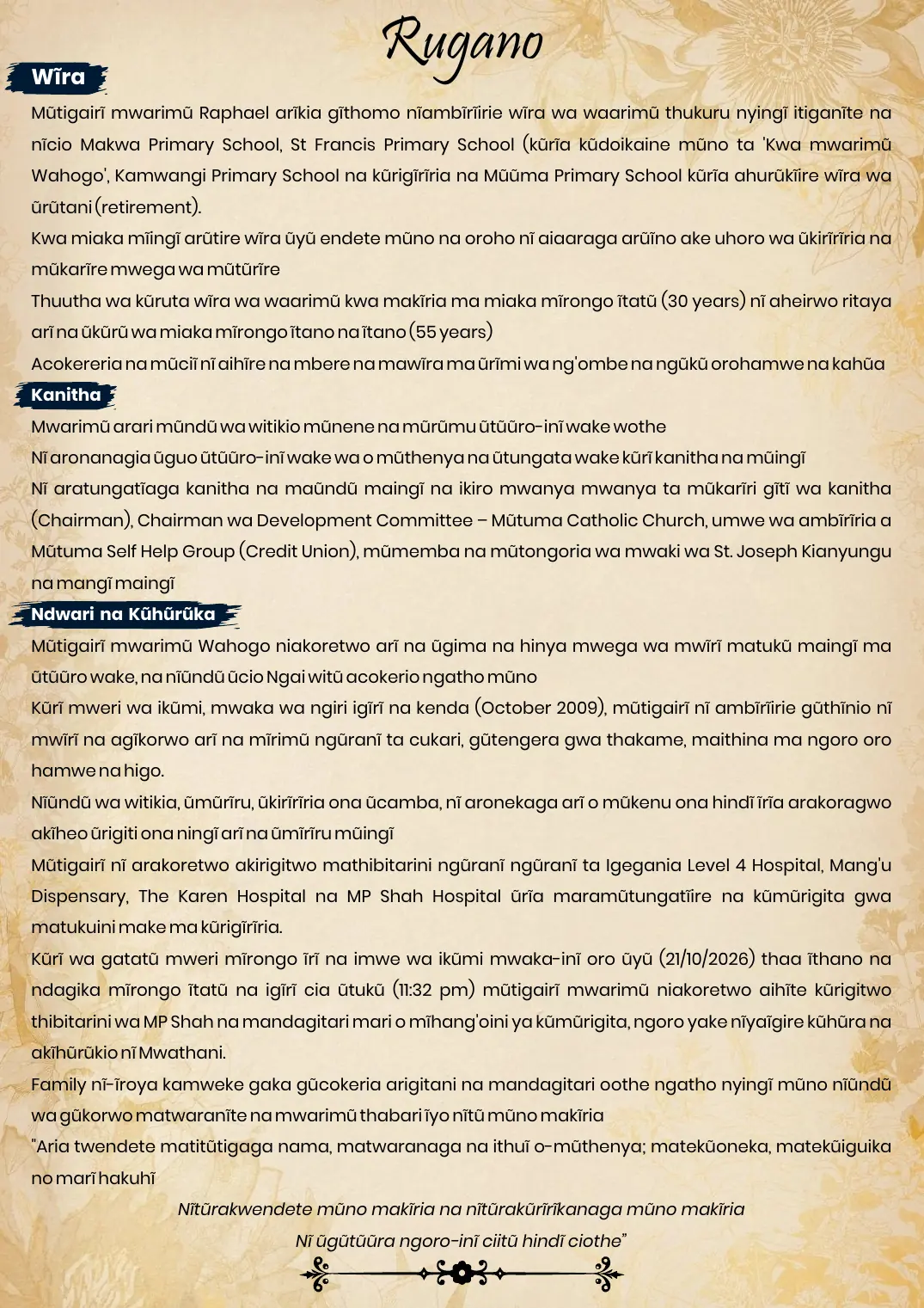Page 6 of the funeral programme