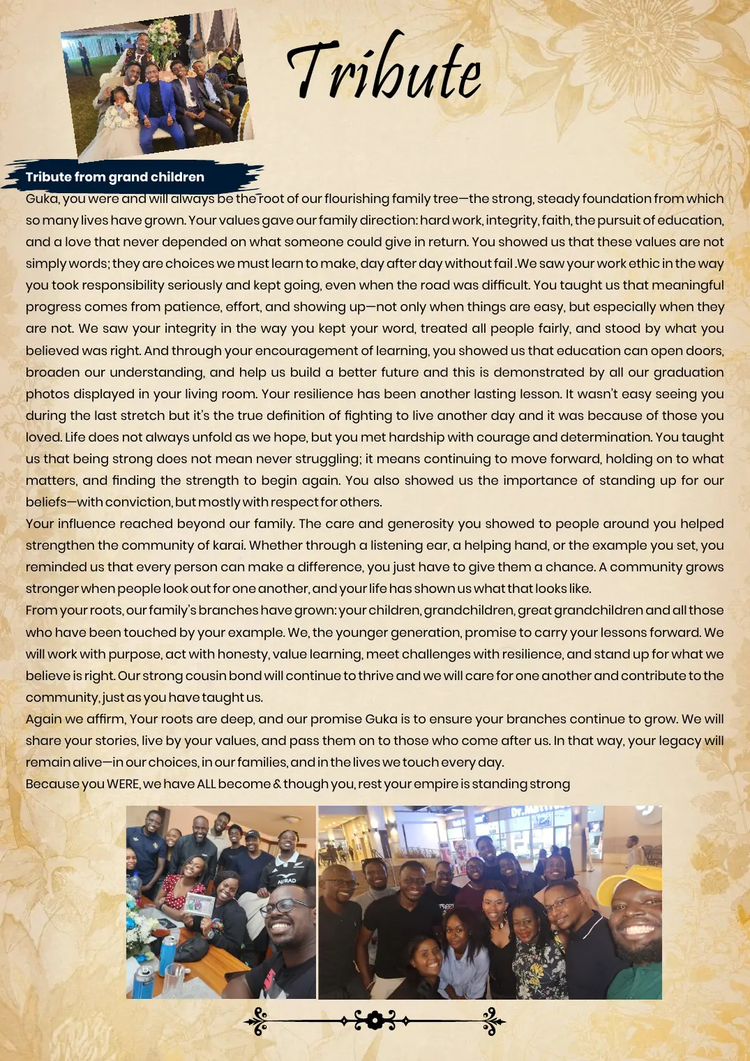 Page 12 of the funeral programme