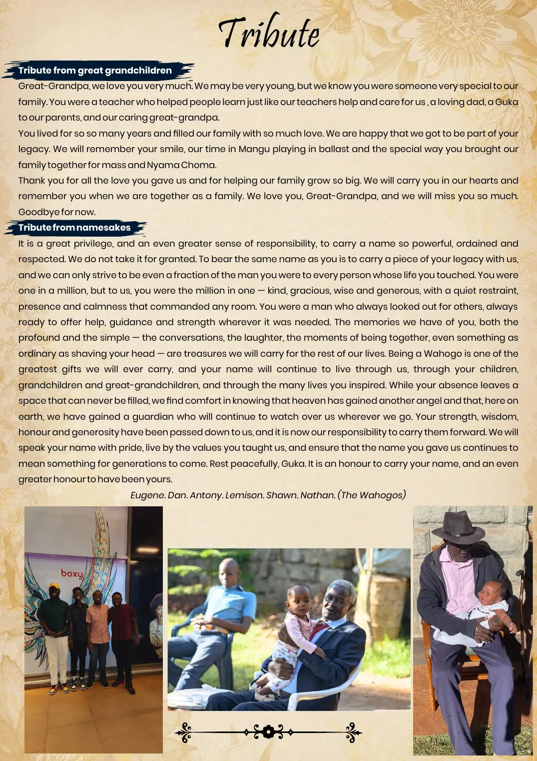 Page 13 of the funeral programme